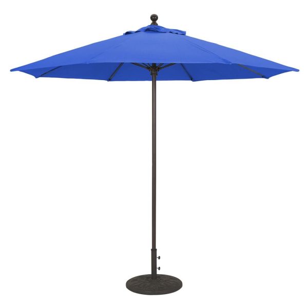 Galtech 9 Ft. Octagonal Aluminum Patio Market Umbrella W/ Push Lift - Antique Bronze Frame W/ Sunbrella Canvas True Blue Canopy