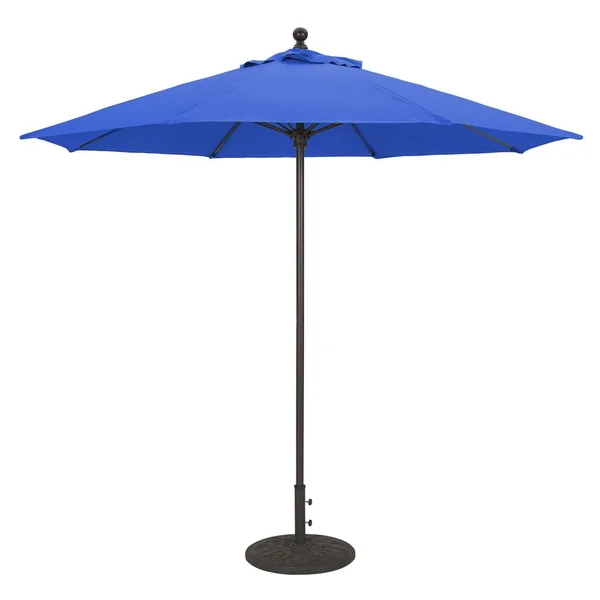 Galtech 9 Ft. Octagonal Aluminum Patio Market Umbrella W/ Push Lift - Antique Bronze Frame W/ Sunbrella Canvas True Blue Canopy