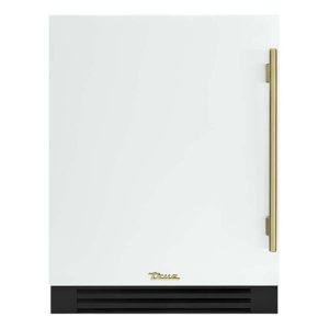 True ADA Height 24 Inch 40 Bottle Left Hinge Outdoor Wine Cabinet - Matte White w/ Brass Handle - TUWADA-24-LS-A~030-H01