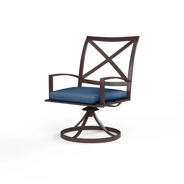 La Jolla Aluminum Patio Swivel Dining Chair in Spectrum Indigo w/ Self Welt By Sunset West
