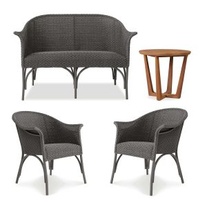 Timeless View 4 Pc Wicker Seating Set w/ Loveseat & Club Chairs in Pewter by Lakeview Outdoor Designs