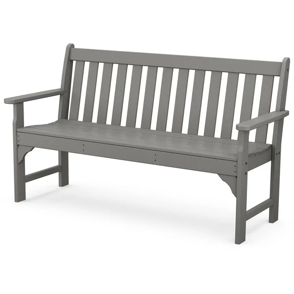 Vineyard 60 Inch Recycled Plastic Bench in Slate Gray by POLYWOOD