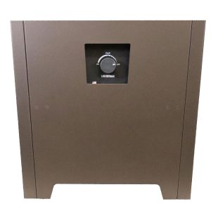 Firestorm 18 Inch Square Powder Coated Steel Propane Fire Pit in Brown by Live Outdoor