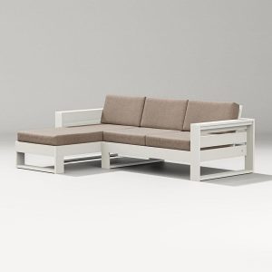 Latitude 3 Person Sectional Sofa w/ Left Chaise in Vintage White/Spiced Burlap By PW Designer Series