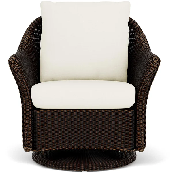 Weekend Retreat Lloyd Loom Swivel Glider Club Chair in Mink/Sailcloth Salt by Lloyd Flanders