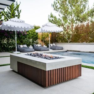 Islandwood 72 Inch Rectangular GFRC Propane Fire Pit Table in Natural by Lakeview Outdoor Designs