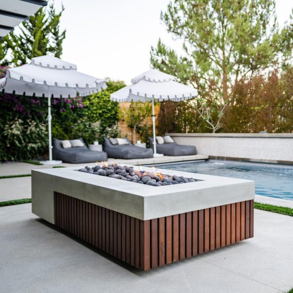 Islandwood 72 Inch Rectangular GFRC Propane Fire Pit Table in Natural by Lakeview Outdoor Designs