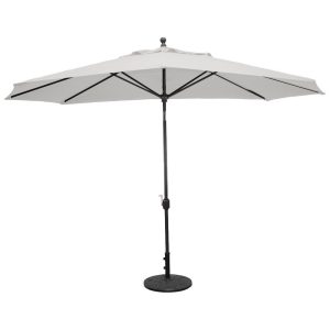 Galtech 11 X 8 Ft. Oval Aluminum Patio Market Umbrella W/ Crank Lift And Deluxe Auto Tilt - Black Frame W/ Sunbrella Canvas Canvas Canopy