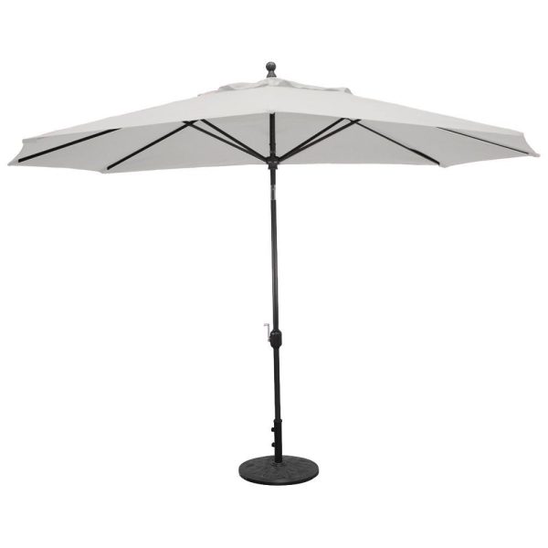 Galtech 11 X 8 Ft. Oval Aluminum Patio Market Umbrella W/ Crank Lift And Deluxe Auto Tilt - Black Frame W/ Sunbrella Canvas Canvas Canopy
