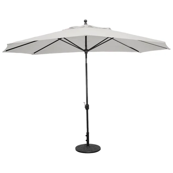 Galtech 11 X 8 Ft. Oval Aluminum Patio Market Umbrella W/ Crank Lift And Deluxe Auto Tilt - Black Frame W/ Sunbrella Canvas Canvas Canopy