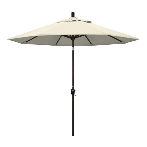 California Umbrella 9 Ft. Octagonal Aluminum Push Button Tilt Patio Umbrella W/ Crank Lift & Aluminum Ribs - Bronze Frame / Olefin Antique Beige Canopy