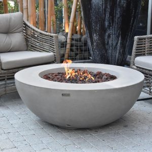 Bellawood 42 Inch Round GFRC Natural Gas Fire Bowl in Gray by Lakeview Outdoor Designs