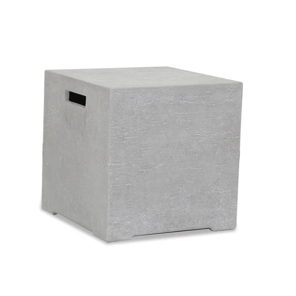 Bazaar 20 Inch Square Fiber Concrete End Table in Gravelstone by Sunset West