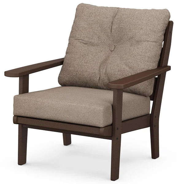 Lakeside Recycled Plastic Club Chair in Mahogany/Spiced Burlap by POLYWOOD