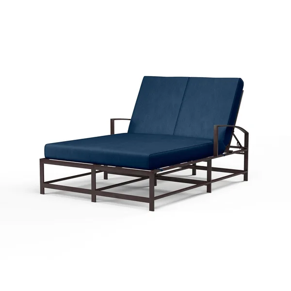 La Jolla Aluminum Patio Double Chaise Lounge in Spectrum Indigo w/ Self Welt By Sunset West