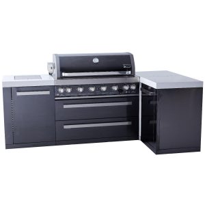 Mont Alpi 8 Ft L-Shaped Natural Gas Outdoor Kitchen Island w/ Side Burner- MAi805-BSS90C