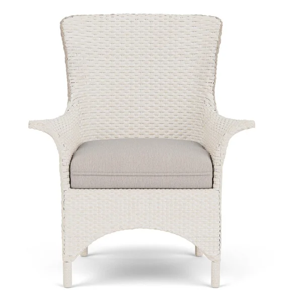 Mandalay Wicker Dining Arm Chair in Antique White/Remy Cloud By Lloyd Flanders