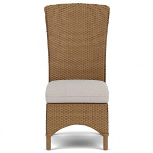 Mandalay Wicker Dining Side Chair in Bark/Remy Cloud By Lloyd Flanders