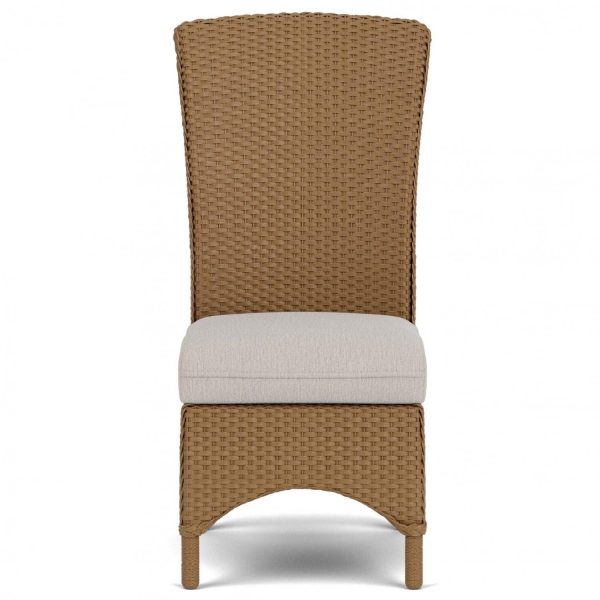 Mandalay Wicker Dining Side Chair in Bark/Remy Cloud By Lloyd Flanders