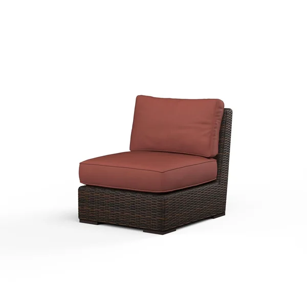 Montecito Wicker Patio Armless Club Chair in Canvas Henna w/ Self Welt By Sunset West
