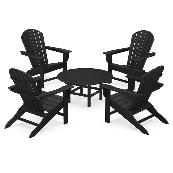 South Beach 5 Pc Recycled Plastic Seating Set in Black by POLYWOOD