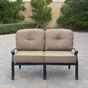 Elisabeth 2 Person Cast Aluminum Loveseat in Antique Bronze/Sesame by Darlee