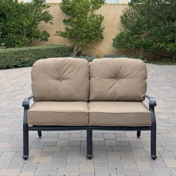 Elisabeth 2 Person Cast Aluminum Loveseat in Antique Bronze/Sesame by Darlee