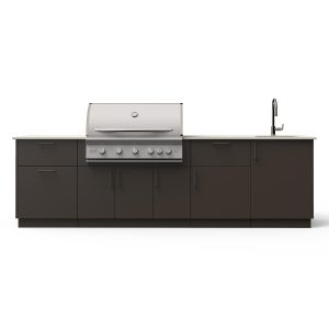 Blaze Sunset 10-Ft Outdoor Kitchen Island w/ 40-Inch LTE+ Natural Gas Grill, Sink in Architectural Bronze w/ Aeris Countertop
