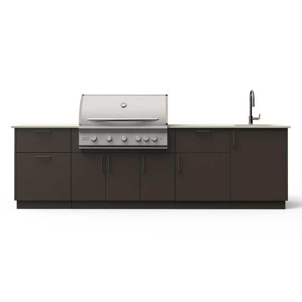 Blaze Sunset 10-Ft Outdoor Kitchen Island w/ 40-Inch LTE+ Natural Gas Grill, Sink in Architectural Bronze w/ Aeris Countertop