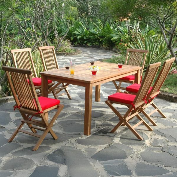 Tensas Cove 7 Pc Teak Dining Set in Jockey Red by Lakeview Outdoor Designs