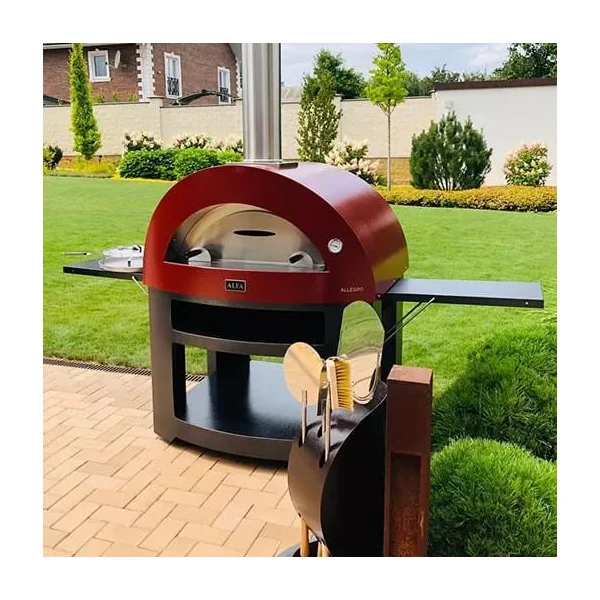 Alfa Moderno 5 Pizze Propane Pizza Oven W/ Natural Gas Conversion Kit and Oven Base - Antique Red - FXMD-5P-MROA-U