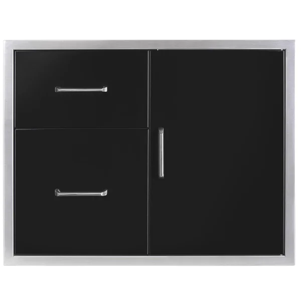 Wildfire 30 X 24 304 Black SS Access Door & Double Drawer Combo - WFDDWCOMBO3024-BSS