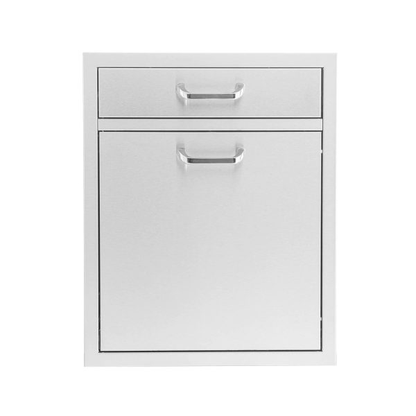 BBQGuys Signature 20-Inch Stainless Steel Single Drawer With Roll-Out Trash & Recycling Bin Combo - Traditional
