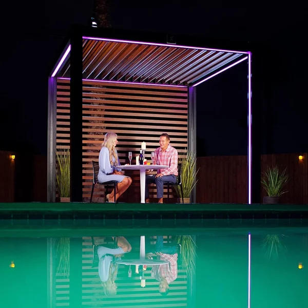 10'x10' Aspen Pergola Set w/ Corbels & Walnut Louvers by Lakeview Outdoor Designs