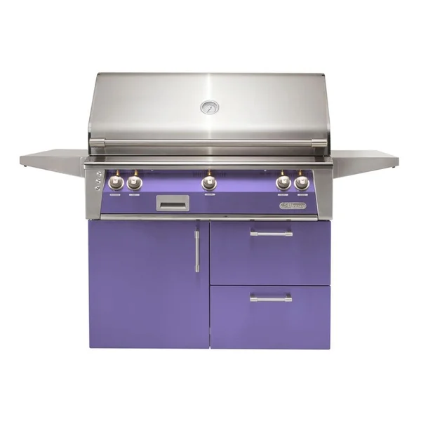 Alfresco ALXE 42-Inch Freestanding Propane Grill On Deluxe Cart With Sear Zone And Rotisserie in Blue Lilac - ALXE-42SZCD-LP-S4005