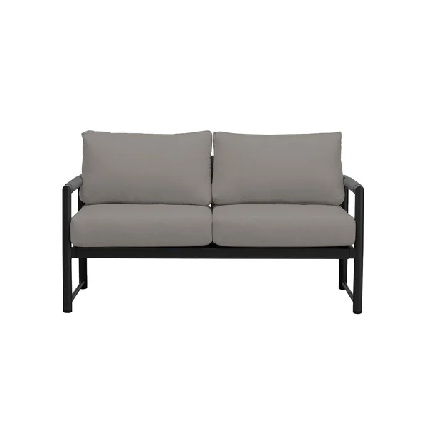 Avenue Bay 2 Person Aluminum Loveseat in Black/Canvas Charcoal by Lakeview Outdoor Designs