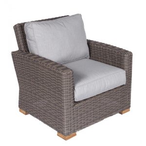 Sanibel Resin Wicker Club Chair in Natural/Canvas Granite by Royal Teak Collection