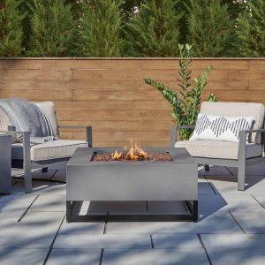 Craft Bay 36 Inch Square Powder Coated Steel Propane Fire Pit Table in Weathered Slate by Lakeview Outdoor Designs