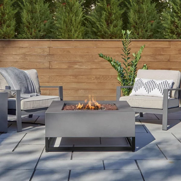 Craft Bay 36 Inch Square Powder Coated Steel Propane Fire Pit Table in Weathered Slate by Lakeview Outdoor Designs