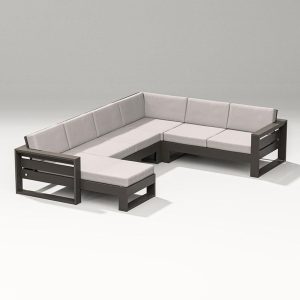 Latitude 5 Person Sectional Sofa in Vintage Coffee/Dune Burlap By PW Designer Series