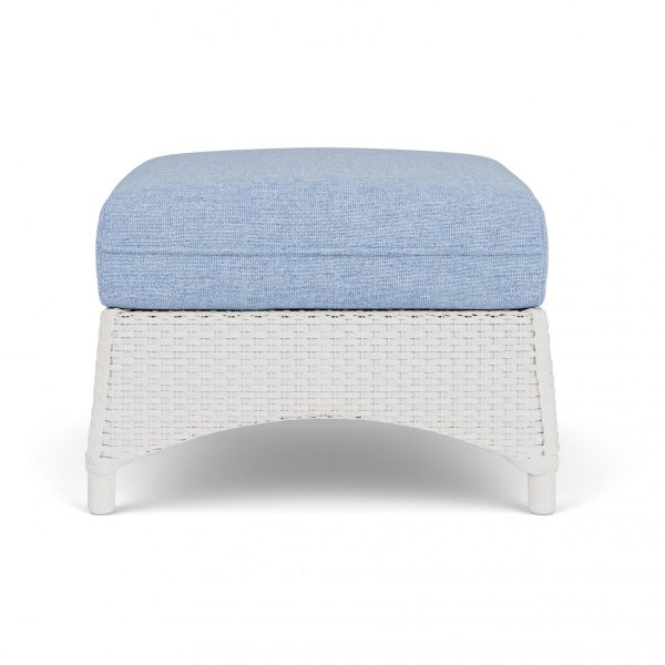 Mandalay Lloyd Loom Ottoman in Matte White/Demo Skyway by Lloyd Flanders