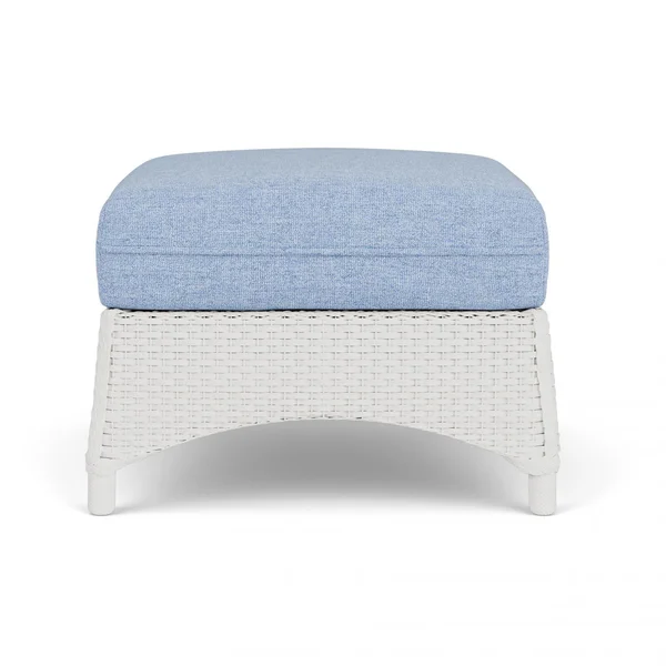 Mandalay Lloyd Loom Ottoman in Matte White/Demo Skyway by Lloyd Flanders