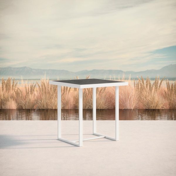 Pavia 35 Inch White Aluminum Counter Table W/ Micron Dekton Top By Azzurro Living
