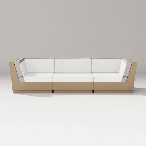 Elevate 3 Person Recycled Plastic Sectional Sofa in Vintage Sahara/Natural Linen By PW Designer Series