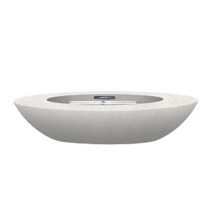 Saddleview 79 Inch Round GFRC Natural Gas Fire Bowl in Ultra White by Lakeview Outdoor Designs