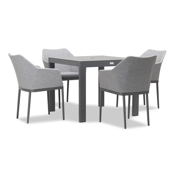 Starlook Bay 5 Pc Aluminum Dining Set - Square in Slate by Lakeview Outdoor Designs