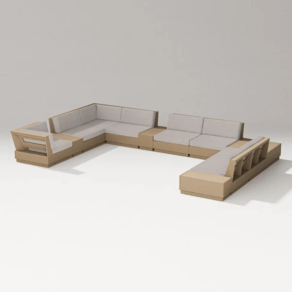 Elevate 12 Pc Recycled Plastic Sectional Seating Set in Vintage Sahara/Weathered Tweed By PW Designer Series