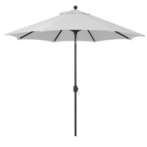 Galtech 9 Ft. Octagonal Aluminum Patio Market Umbrella W/ Crank Lift And Deluxe Auto Tilt - Black Frame W/ Sunbrella Canvas Canvas Canopy