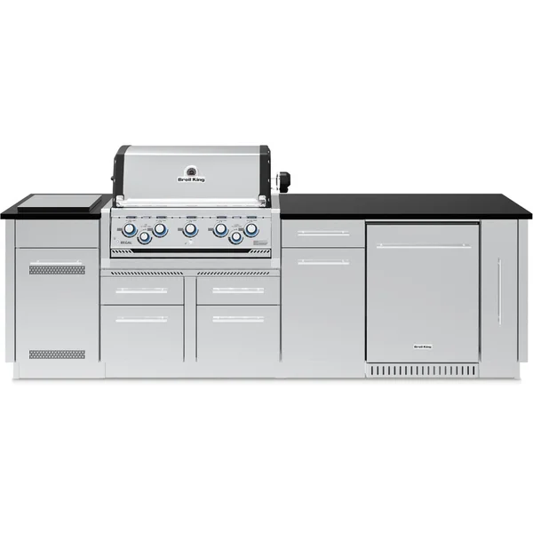 Broil King Imperial S 590iF 9 Ft Outdoor Kitchen Island w/ Propane 5 Burner Grill