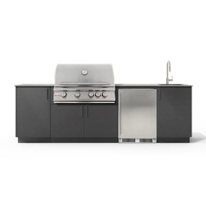 Urban Bonfire Cove 32 Outdoor Kitchen w/ Blaze LTE Natural Gas Grill, Sink, Refrigerator, Keon Dekton Countertop & Anthracite Finish - B-Cove-32-Blaze-Keon-Anthracite